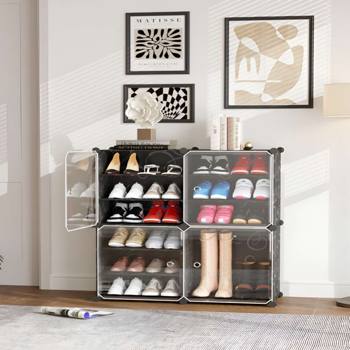 4 DOOR 6 LAYERS 2 ROW SHOE CABINET