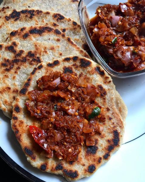 Two Pol Roti with Katta Sambal