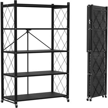 MULTIPURPOSE 5 LAYER FOLDABLE SHELF WITH WHEEL